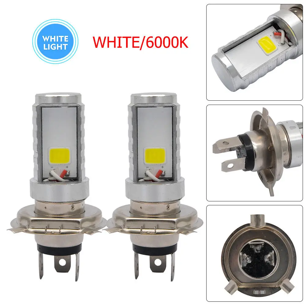 

2PCS H4 9003 Motorcycle LED Headlight Front Light Bulb Lamp White 6500K