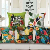 18 home cotton linen room gifts single sides printing bed throw pillow case square flower bird cover