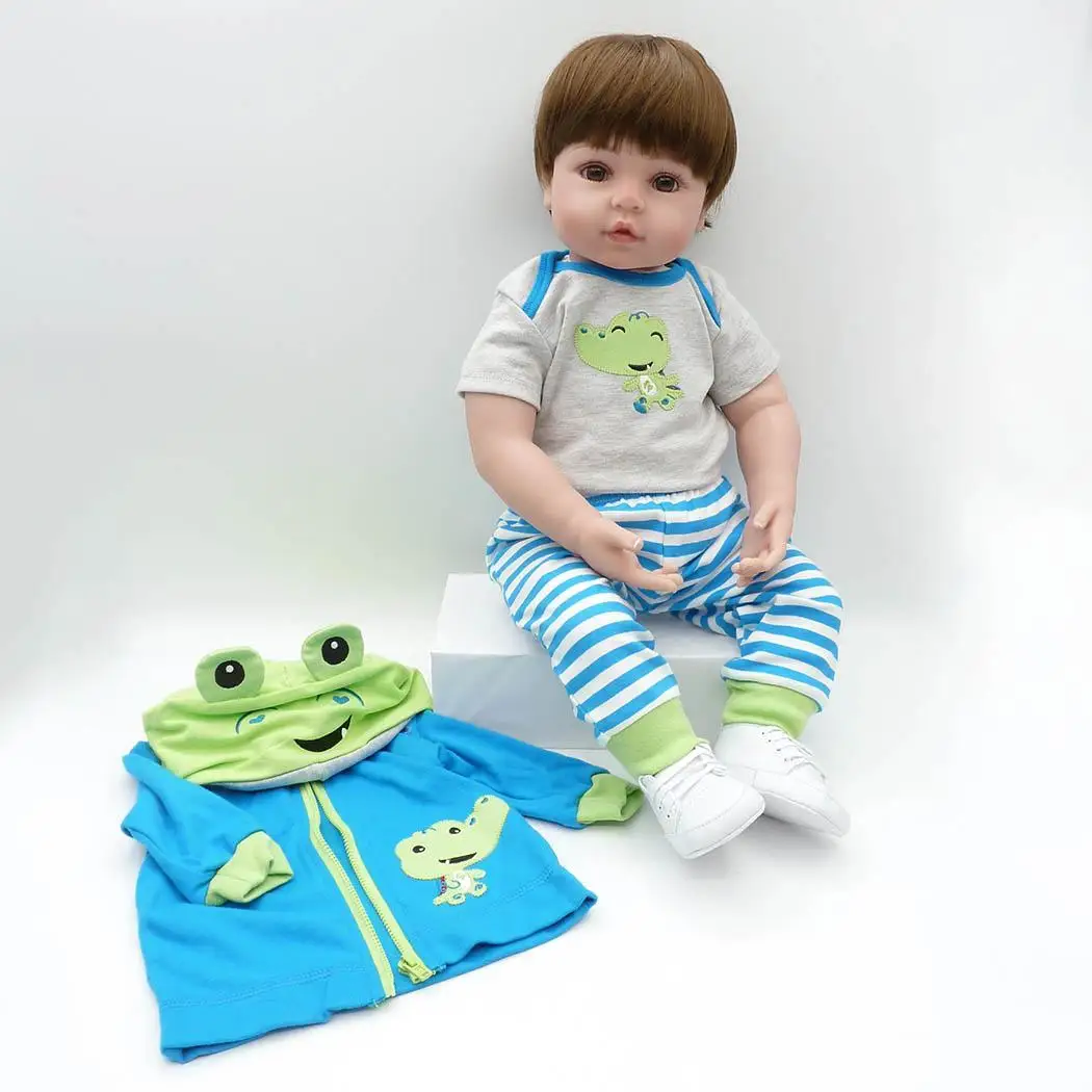 Силиконовая кукла Reborn Baby в синюю полоску для новорожденного 2018 новый спортивный
