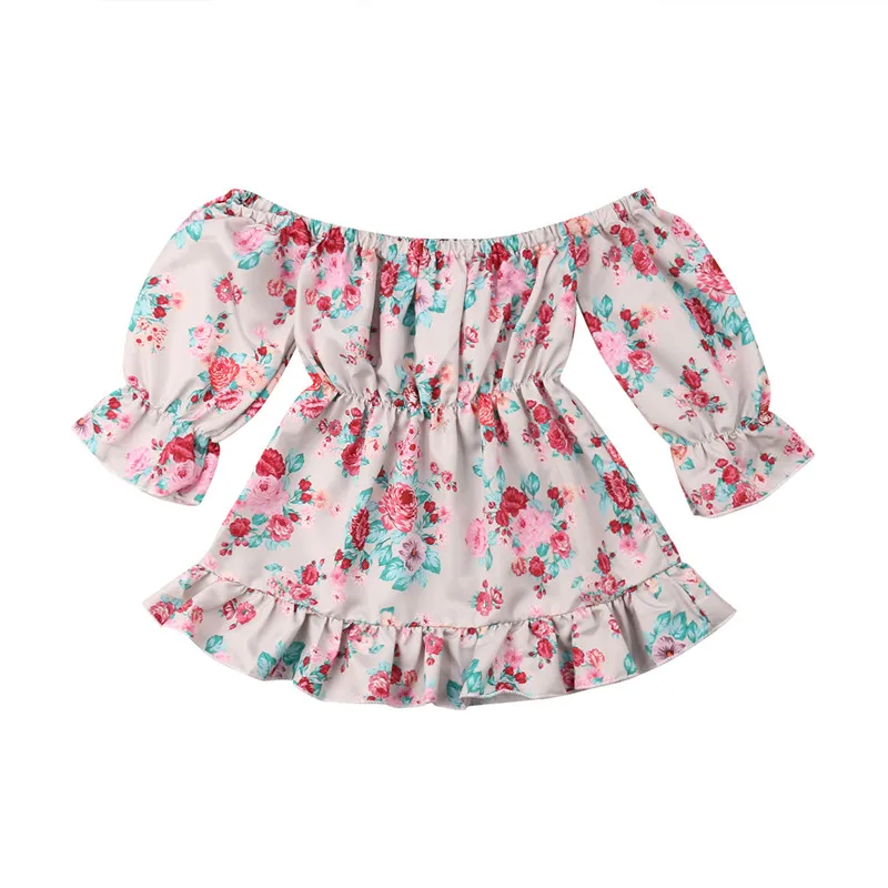 Newborn Baby Clothes Comfortable 2019 Fashion Toddler Kids Girls Flowers Princess Party Off Shoulder Dress Floral | Детская одежда и