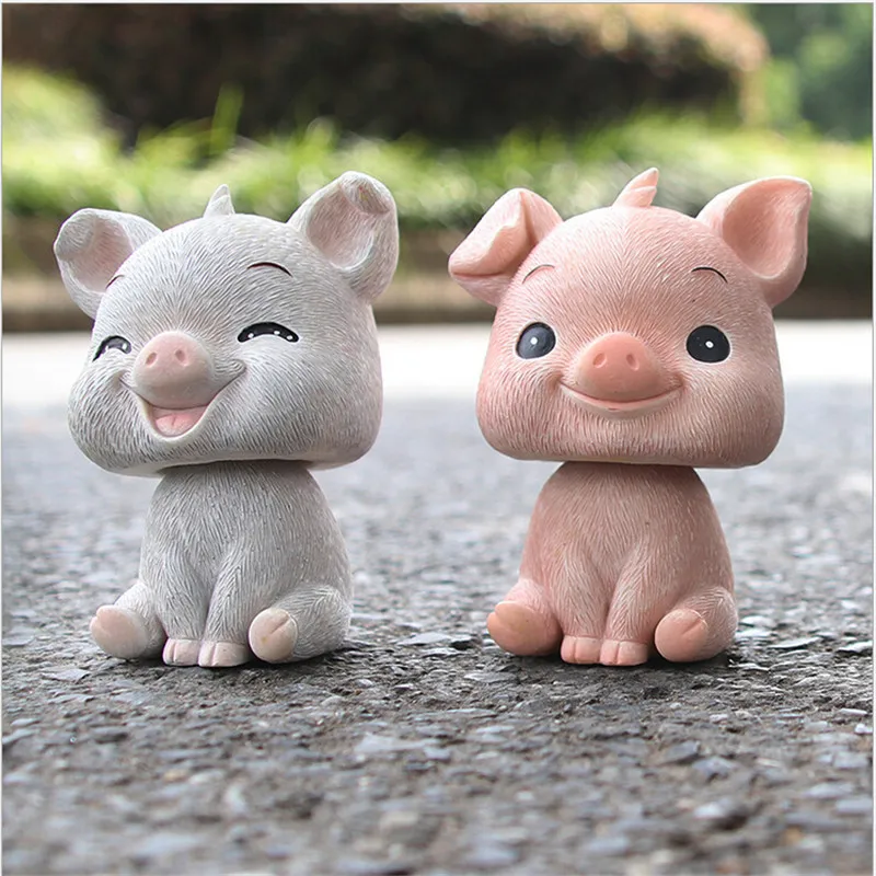 Cartoon Cute Pig Home Indoor Shaking Head Decoration Crafts Ornaments Sitting Posture Piggy Interior Decorations | Дом и сад