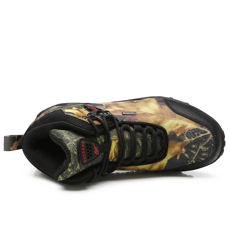 Bjakin Outdoor Men's Hiking Shoes Camouflage High Ankle Camping Sneakers Khaki Climbing Leather Military Tactical Boots Size 45 | Спорт и