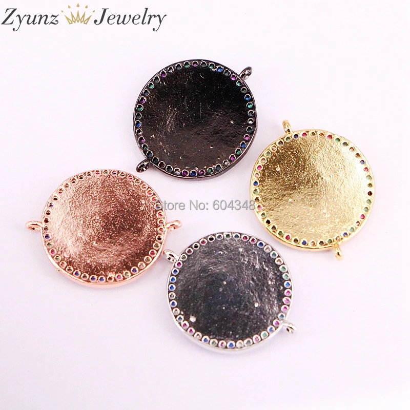 

10PCS ZYZ333-5506 CZ Micro Pave mary of virgin bead Bracelet, White Shell Round Shaped Religious Connector Bracelet