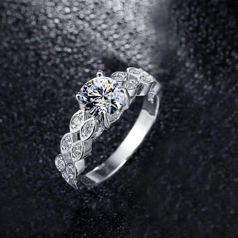 DOTSHE Simple Ring Style Big Promotion Hot Sale Shiny Cubic Zircon Silver Color Wedding Rings For Women Jewelry Wholesale | Украшения и
