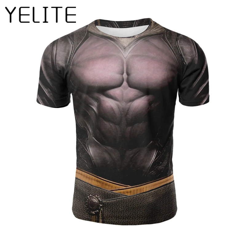 YELITE Muscle 3D Футболка компрессионная футболка с принтом поддельные Pectorales уличная