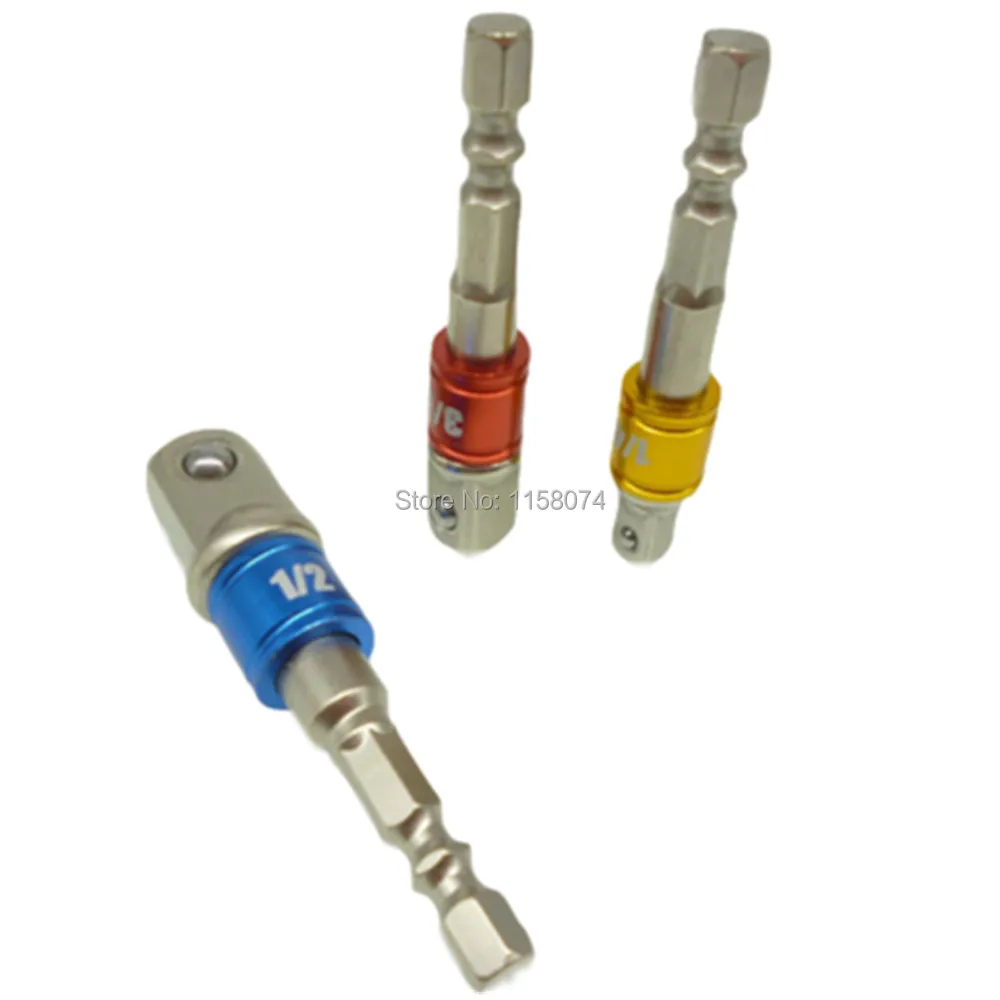 

3pcs Socket Bit Adapter Adaptor Drill Nut Driver Power Extension Bar Impact Driver Drill 1/4" 3/8" 1/2" With Fixed Collar Ring