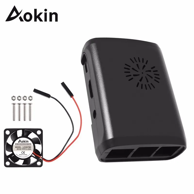 Защитный чехол Aokin для Raspberry корпус из АБС пластика с мини вентилятором
