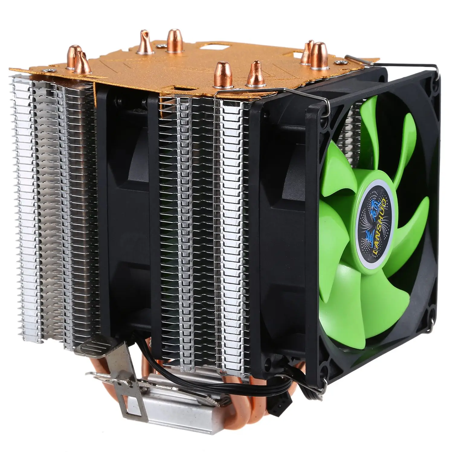Lan Shuo Чистая медь 4 тепловые трубы для 1366 1155 775Intel/AMD CPU теплоотвод 3 провода без