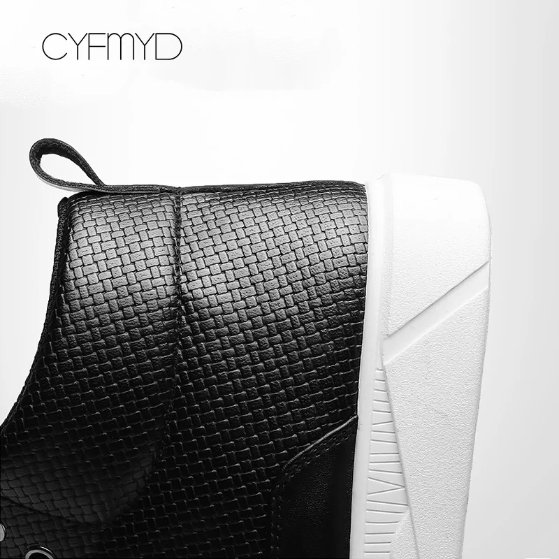 Мужские кроссовки с высоким берцем из микрофибры обувь на платформе брендовая