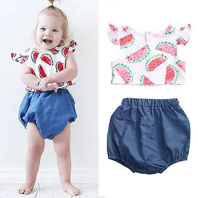 GLANE Brief 2018 Watermelon Pattern Baby Girls Summer Outfits Cothes 0-24M Tops Bottoms 2pcs Set Beachwear Swimsuit | Спорт и