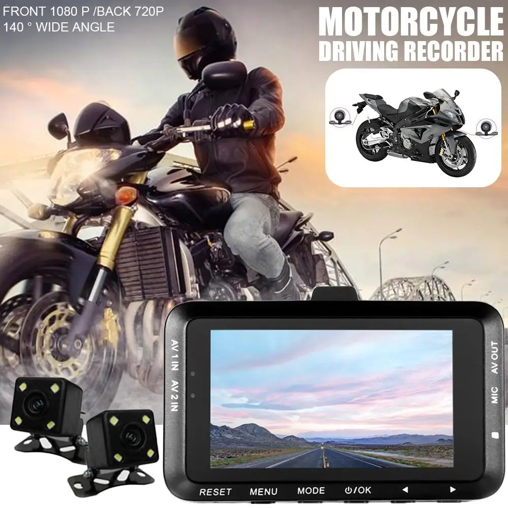 Мотоцикл рекордер Dashcam локомотив видеокамера двойной объектив камера вождение