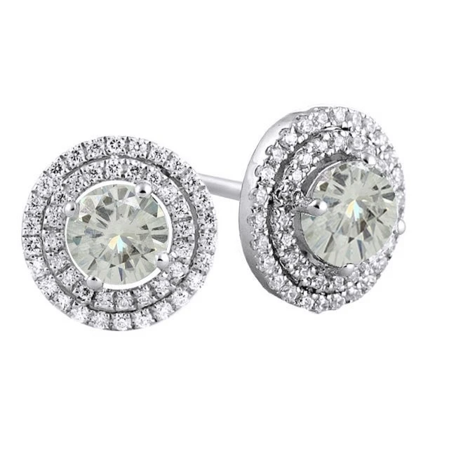 10 k White Gold 5 карат муассанит Micropave Halo Stud Earrings|Серьги| |