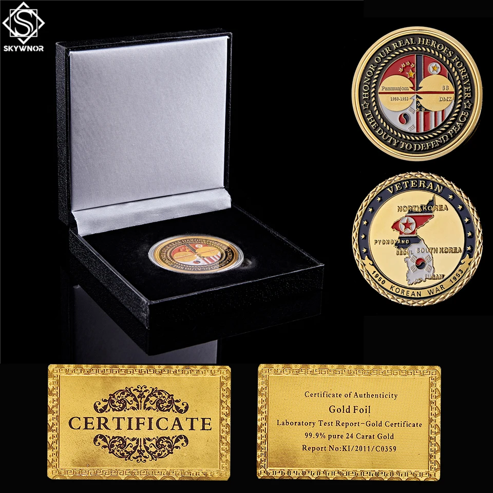 

USA World Battle WWII Korean War veteran Gold Challenge Commemorative Coin W/ Luxury Box