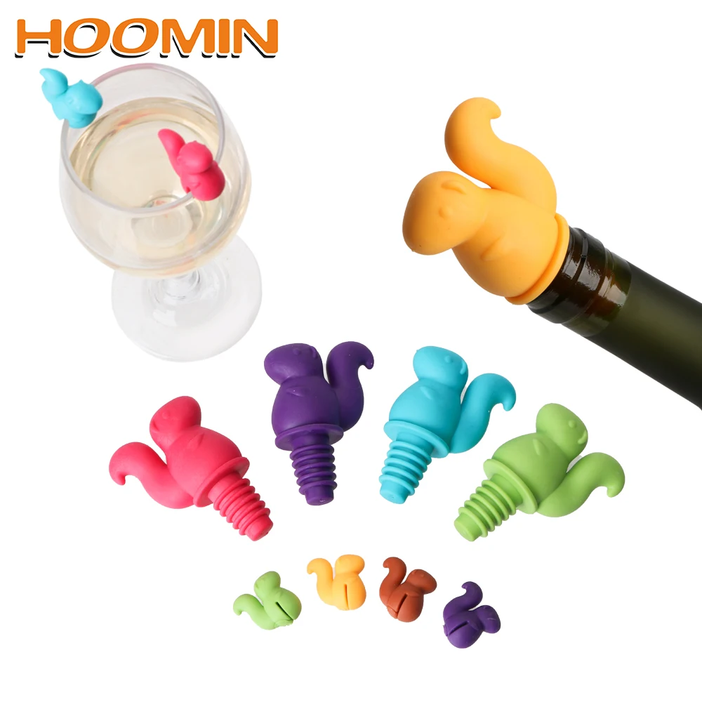 Силиконовый маркер HOOMIN в форме белки для напитков резиновая пробка винных