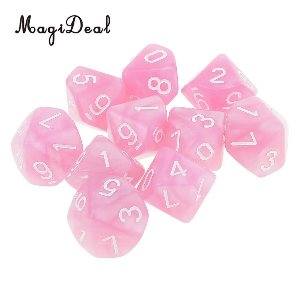 10 шт. двусторонних игральных костей MagiDeal D10 многогранные игральные кости для