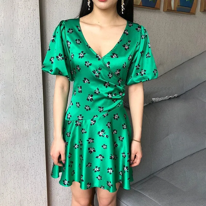 TWOTWINSTYLE винтажное женское платье с принтом v-образный вырез короткий рукав