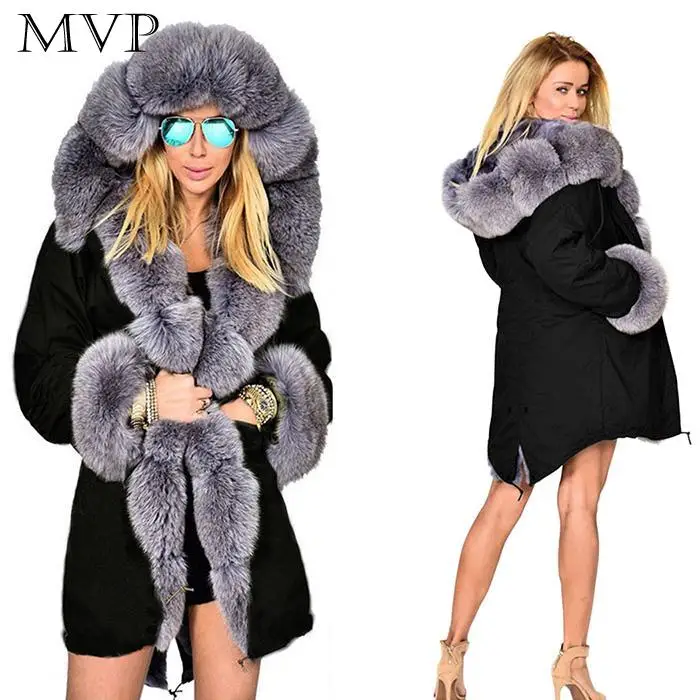 fashion 2018 autumn Winter women fur Coat Women Casual Hooded Long Sleeve Faux Fur | Женская одежда