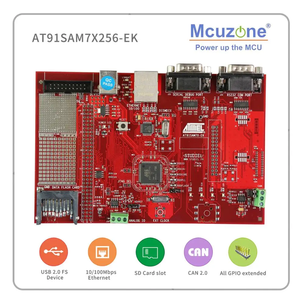 AT91SAM7X256 EK оценочный набор Ethernet USB UART CAN SD GPIO JTAG SAM7X256 7X256 91SAM7X256 AU ARM7 микросхема ATMEL|gpio