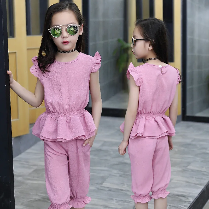 2017 г. летний костюм для девочек детская одежда новый комплект спортивной одежды