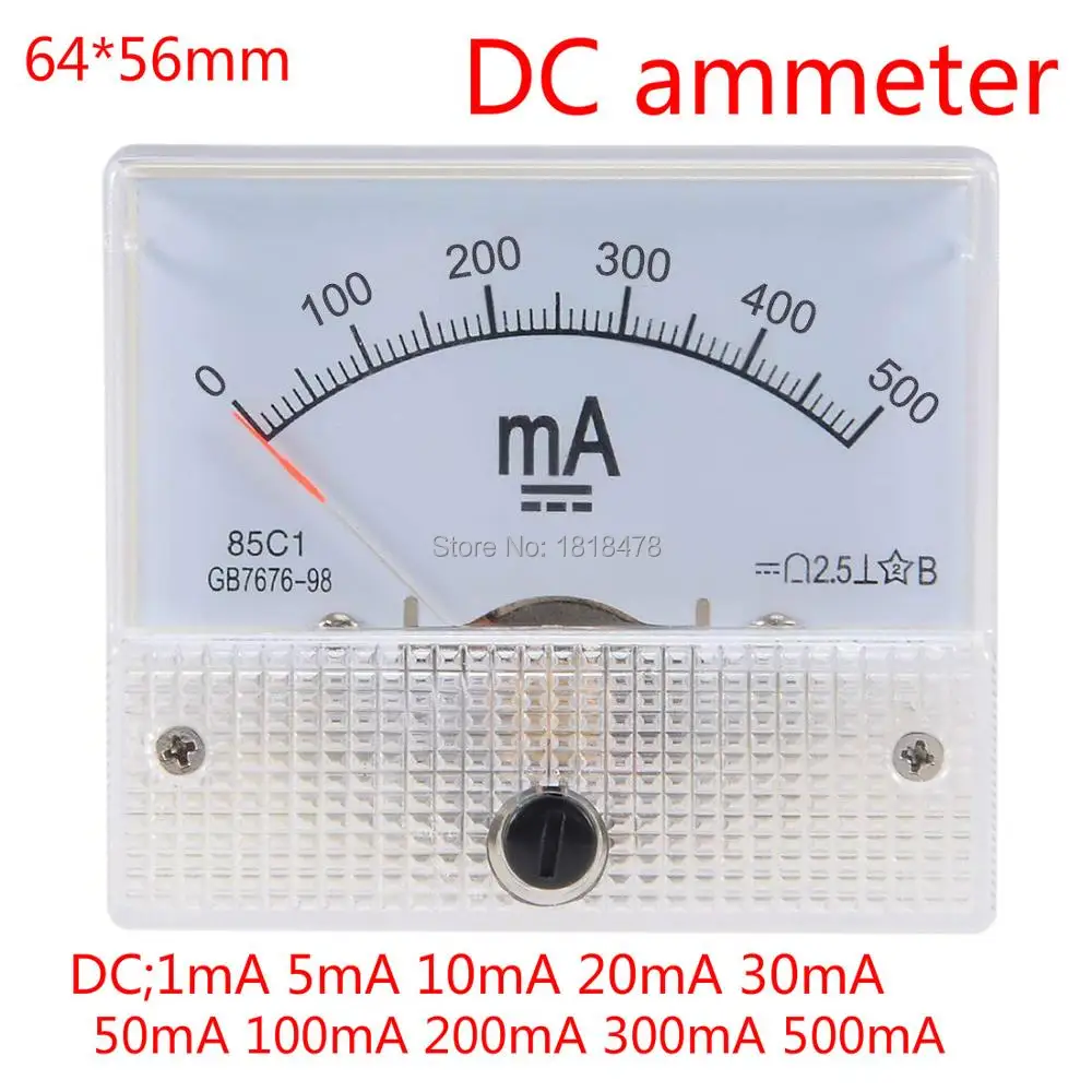 Амперметр 85C1 DC аналоговый измеритель тока 50mA20mA30mA200mA500mA амперметр для