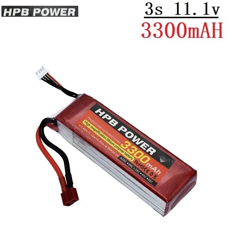 

Аккумулятор высокой мощности 11,1 В 3300 мАч 35C для радиоуправляемых автомобилей, самолетов, запасные части 3s, литий-полимерная батарея для ради...
