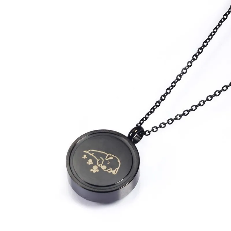 RIR Pet Paw Print Sleep Baby Dag Cremation Urn Locket Necklace Hold Dog Ashes Casket Keepsake Jewelry In Stainless Steel | Украшения и