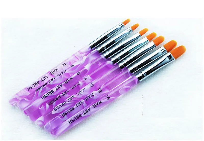 Rakado 7pcs/lot Nail Art Brush Painting Drawing Brushes Pens UV Gel Nails Polish Set Manicure Tools Sets Kits Purple Drill Point | Красота и