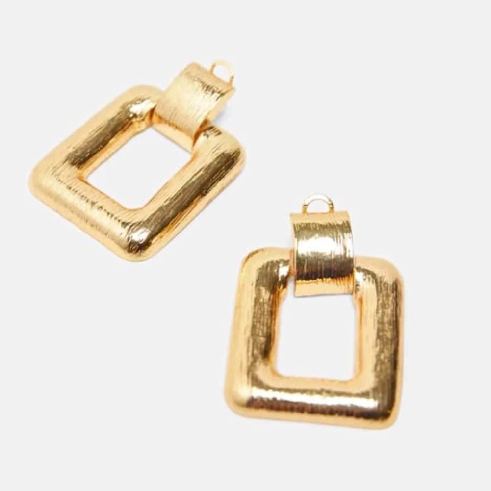 Flatfoosie Gold Color Square Dangle Earrings For Women Fashion Boho Statement Maxi Punk Metal Alloy Big Drop Earring Jewelry | Украшения и