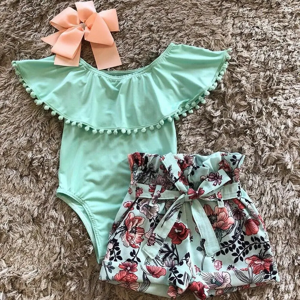 Emmababy/Одежда для новорожденных девочек комбинезон с рюшами и открытыми плечами