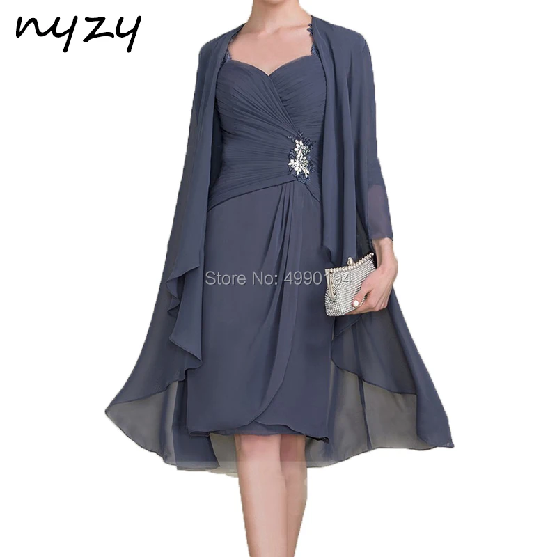 

NYZY M127 Elegant Chiffon 2 Piece Mother of the Bride Groom Dresses Plus Size for Wedding Party Guest Wear vestido madrinha 2019
