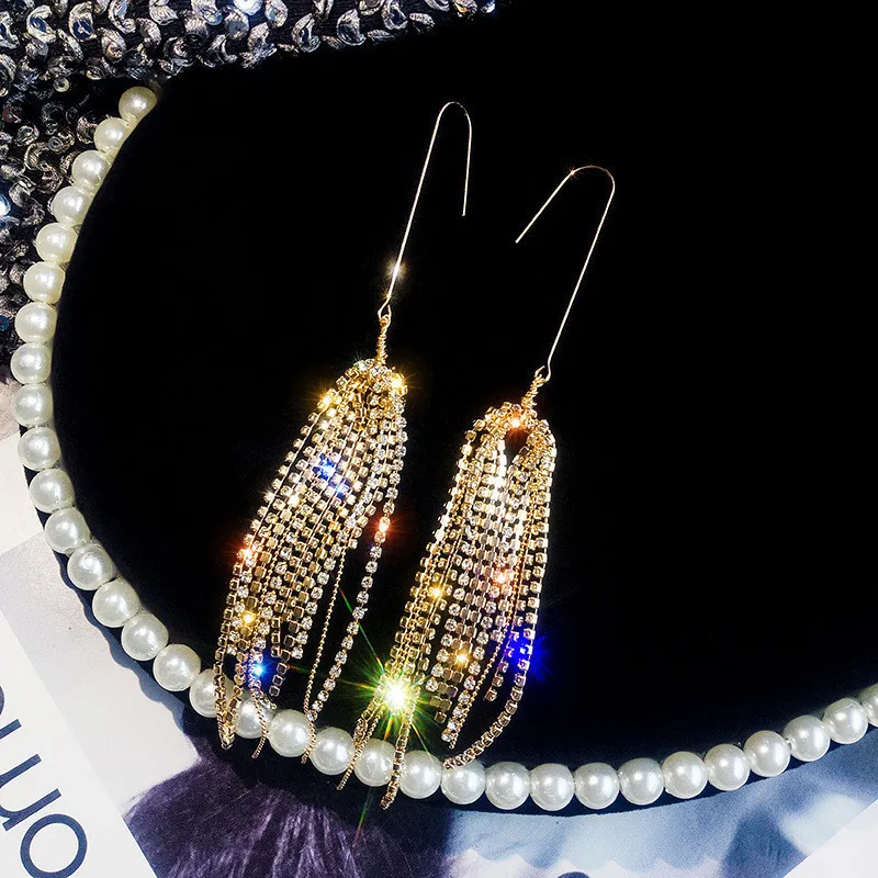 FYUAN Мода длинной кисточкой стразы серьги для женщин новые 2019 Bijoux (украшения