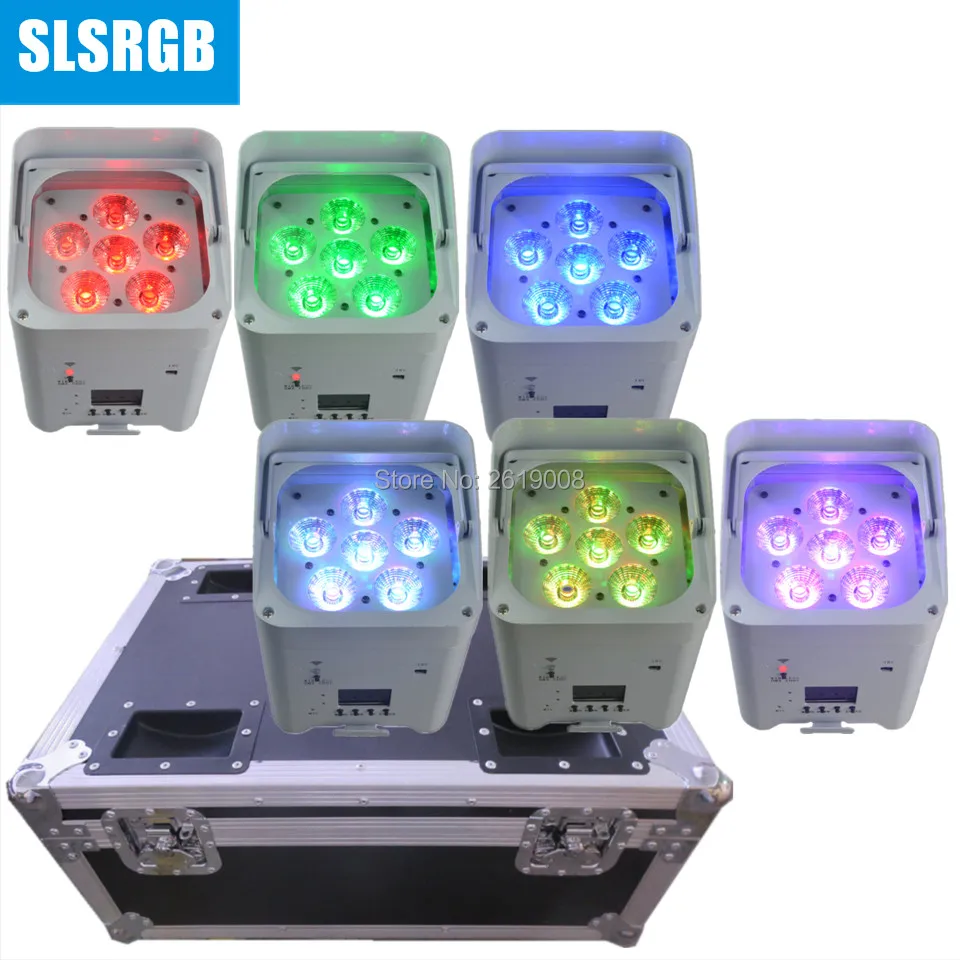 6 шт./лот с flightcase Свадьба 6*18 Вт rgbwa uv в 1 ИК Wi Fi беспроводная аккумуляторная