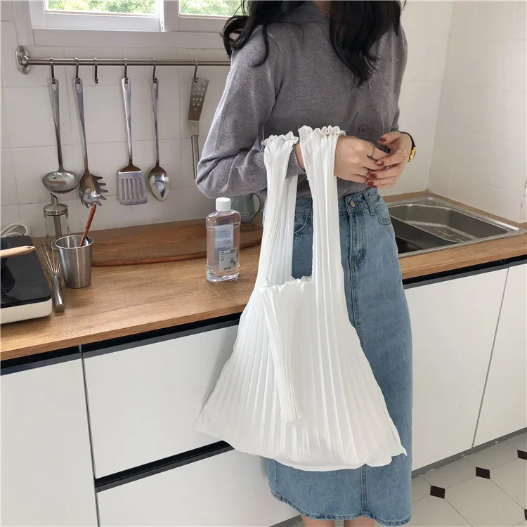 Джокер Ручной Работы Плиссированные на одно плечо шоппер Хлопок Женский простой