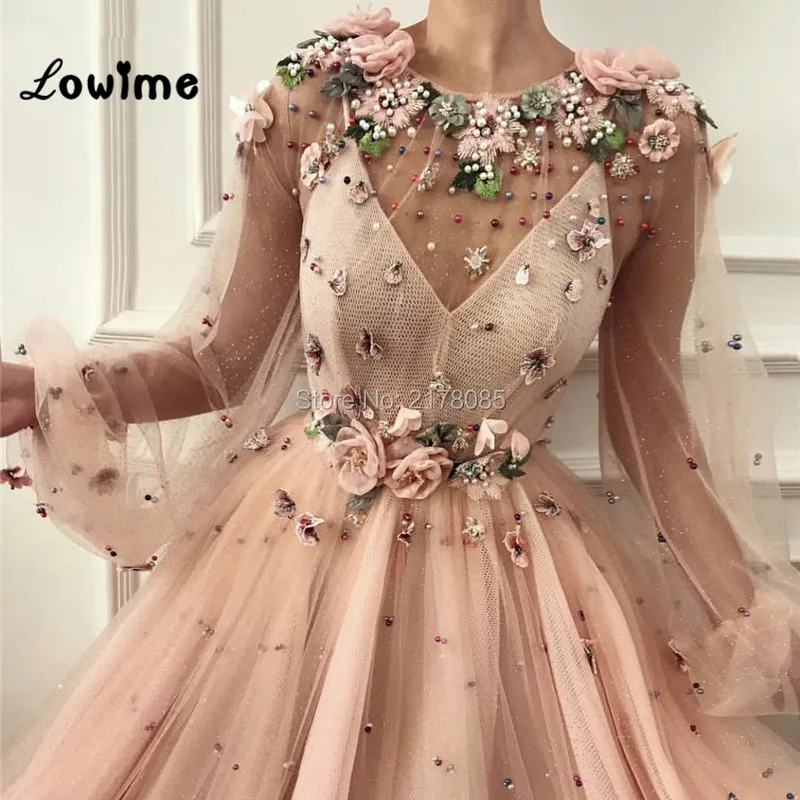 Вечернее платье с цветочными бисерными иллюзиями для арабских женщин на вечеринки и торжества в 2019 году с длинными рукавами, новая коллекция Vestidos.