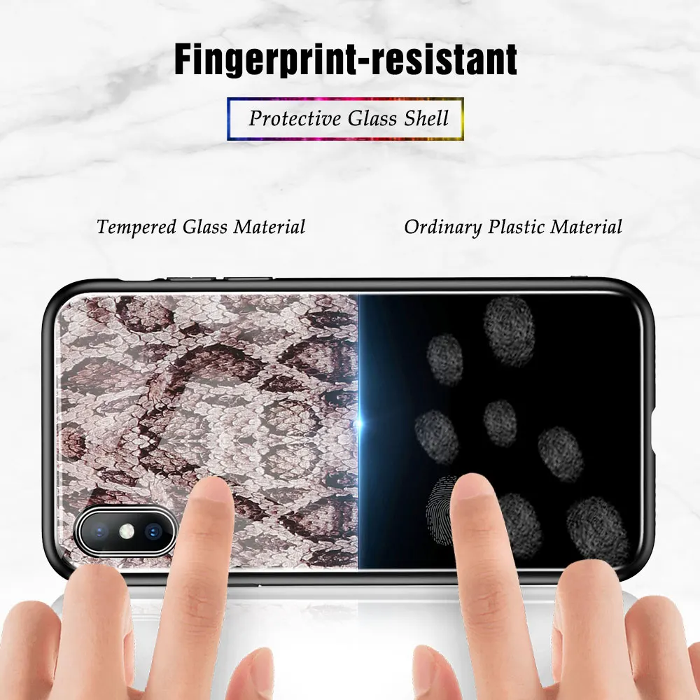 KISSCASE чехол из закаленного стекла для телефона iPhone X XS Max XR 6 7 8 Python Шаблон 6S Plus