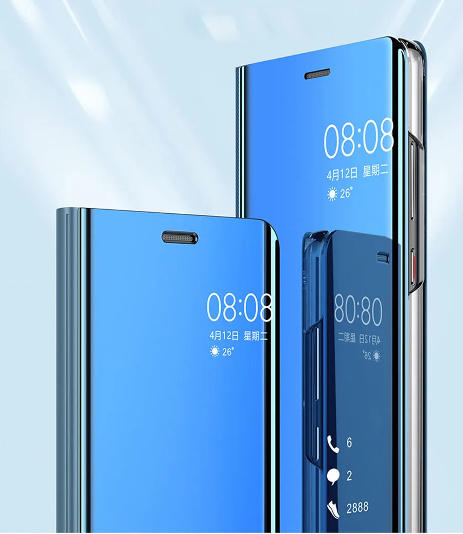 

Huawei Honor Play COR L29 Case Colored Clear Smart View Mirror Flip Cover For Huawei HonorPlay COR-L29 Plating Leather Cover