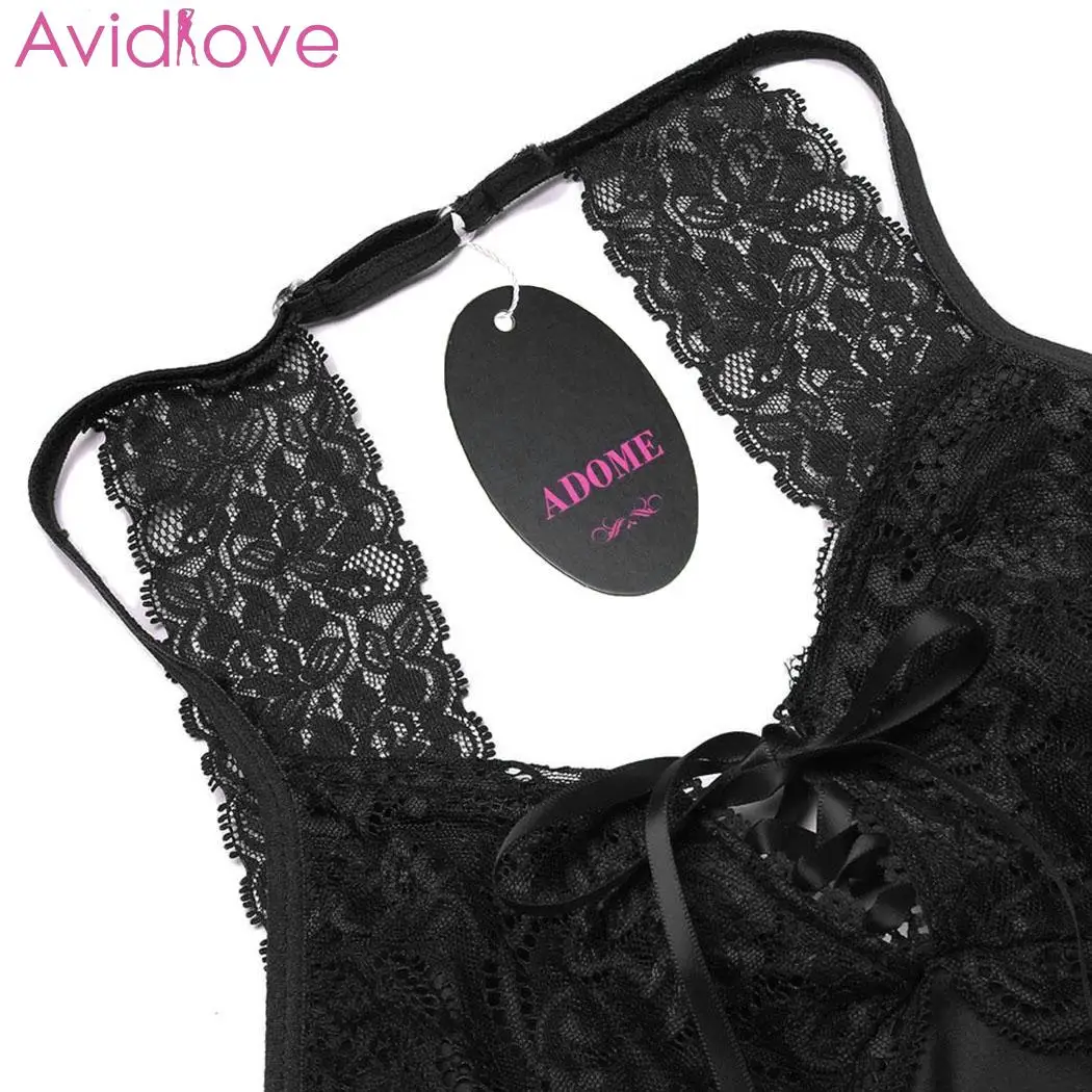 Женское атласное кружевное белье Avidlove S XL ночная рубашка с открытой спиной|Белье