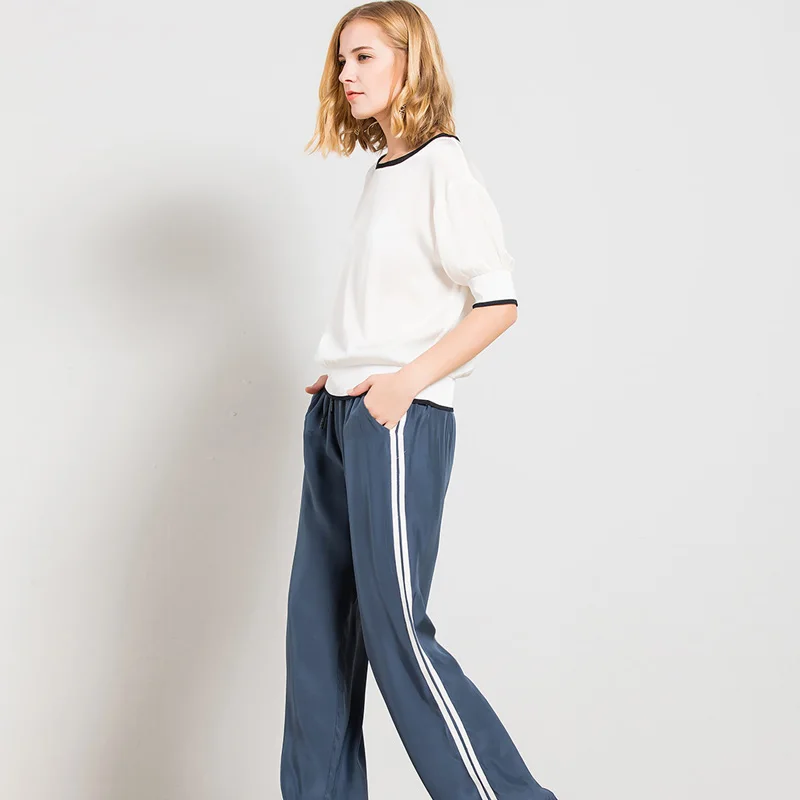 Женская белая футболка 95% натурального шелка 5% спандекса топ с короткими