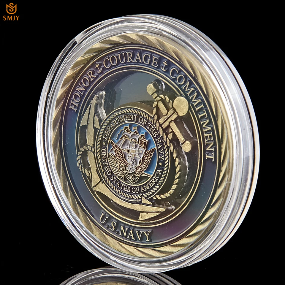 Эмблема ВМС США основная ценность бронзовая полая медаль в стиле милитари монета - Фото №1
