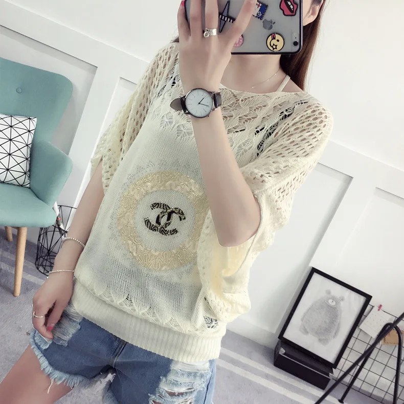 2019 Новая женская модная футболка с короткими рукавами летучая мышь коротким