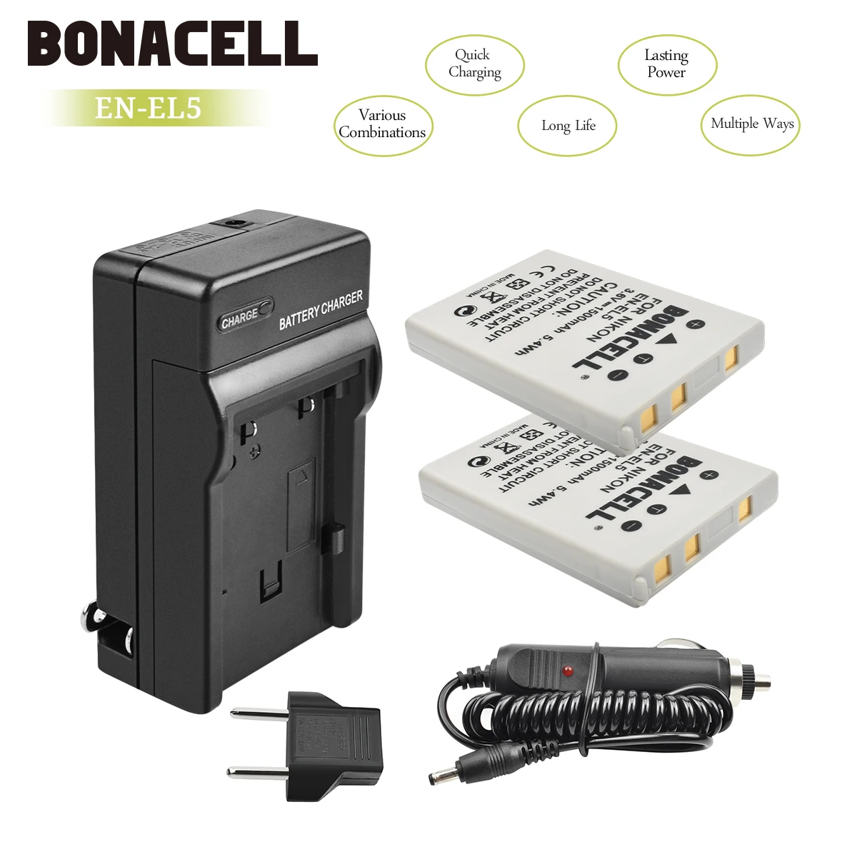 Bonacell 1500 мА/ч EN EL5 цифровой Камера Батарея + Зарядное устройство для камеры Nikon Coolpix