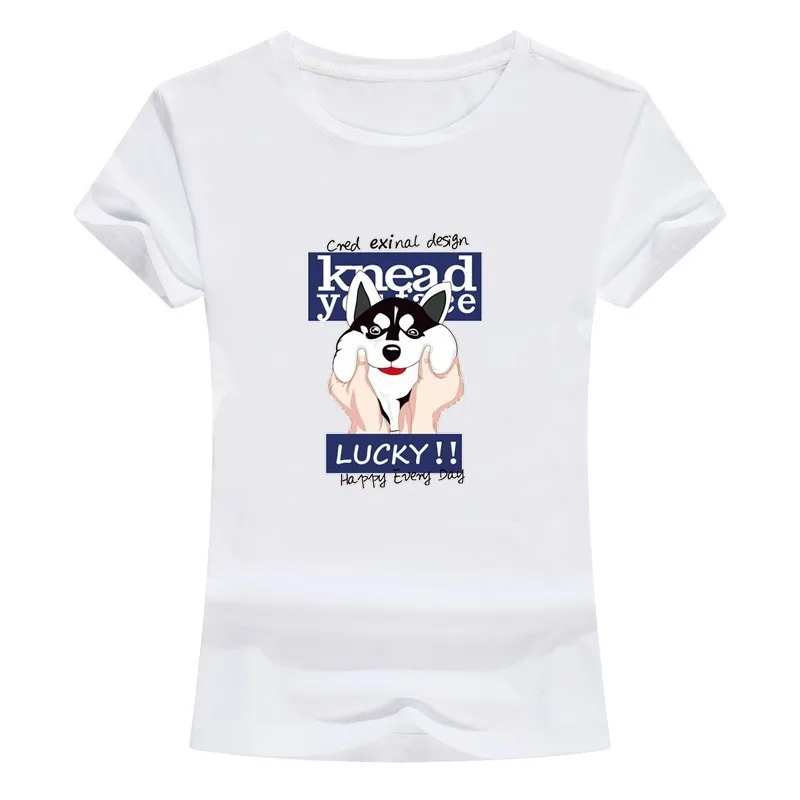 Мультяшная футболка для женщин сделай сам нашивка с собакой из ПВХ забавные