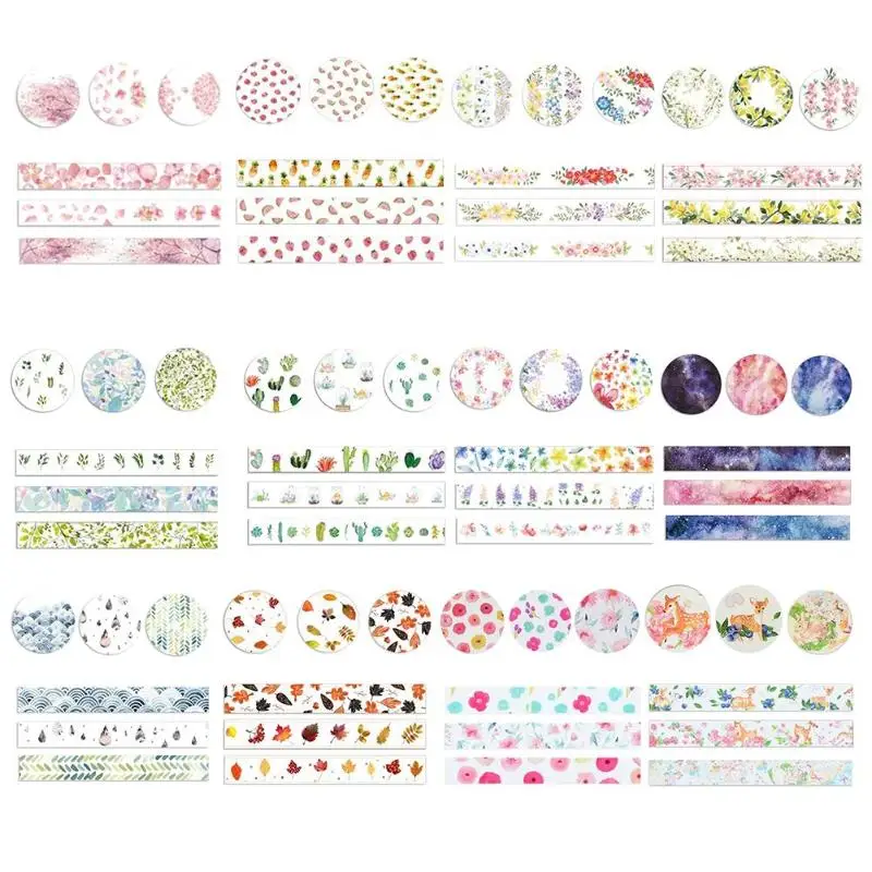 3 рулона Васи маскирования клейкие ленты набор лепесток животных Бумага наклейки