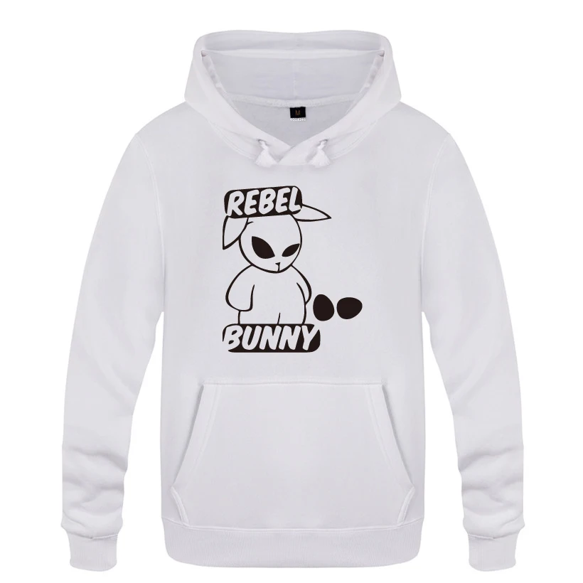 Мужской флисовый свитшот с капюшоном Rebel Bunny|Мужские толстовки и свитшоты| |