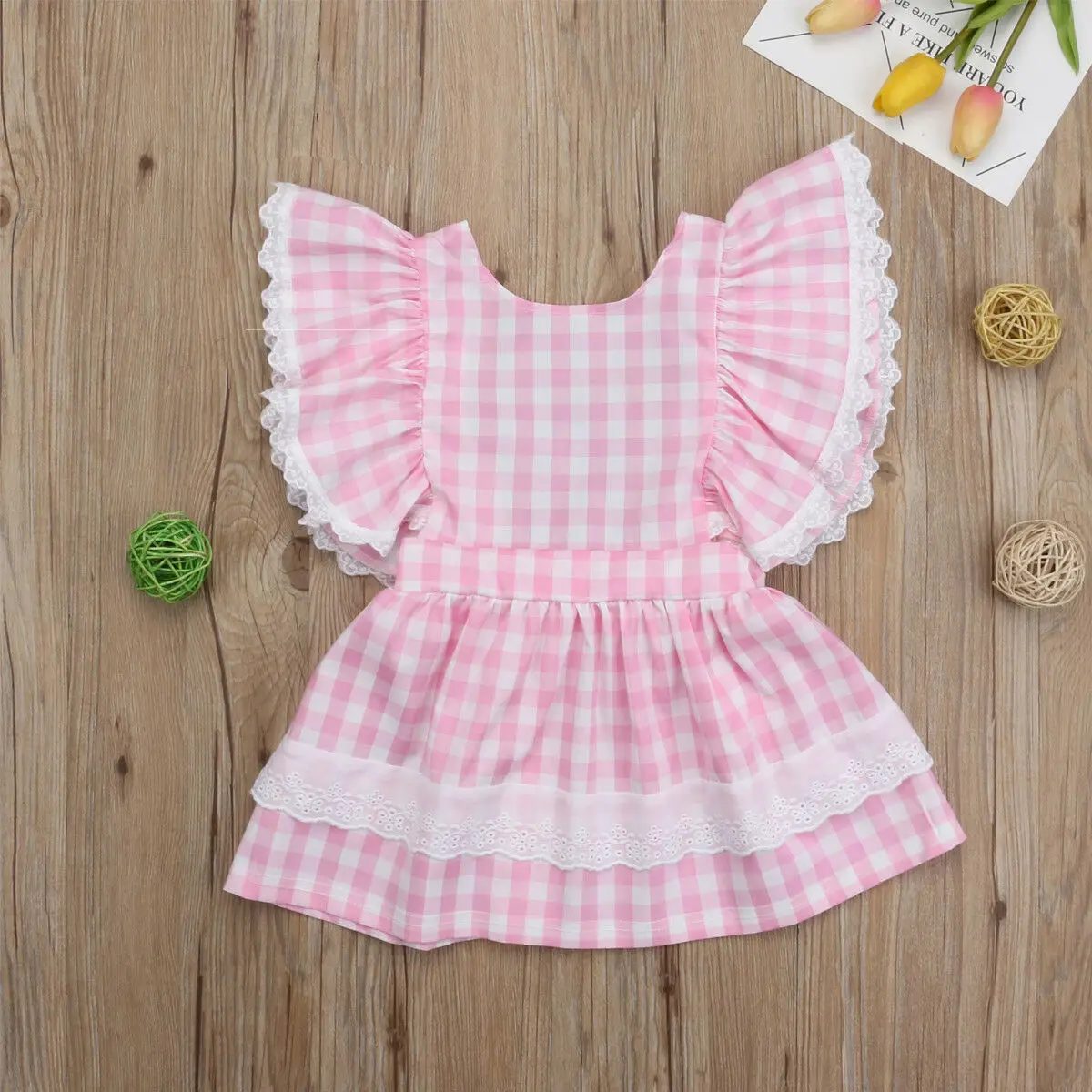 2019 Summer Children Girls Dress Ruffles Sleeve Lace Plaid Princess Pageant Party Dresses Sundress Clothes 2-7Y | Детская одежда и