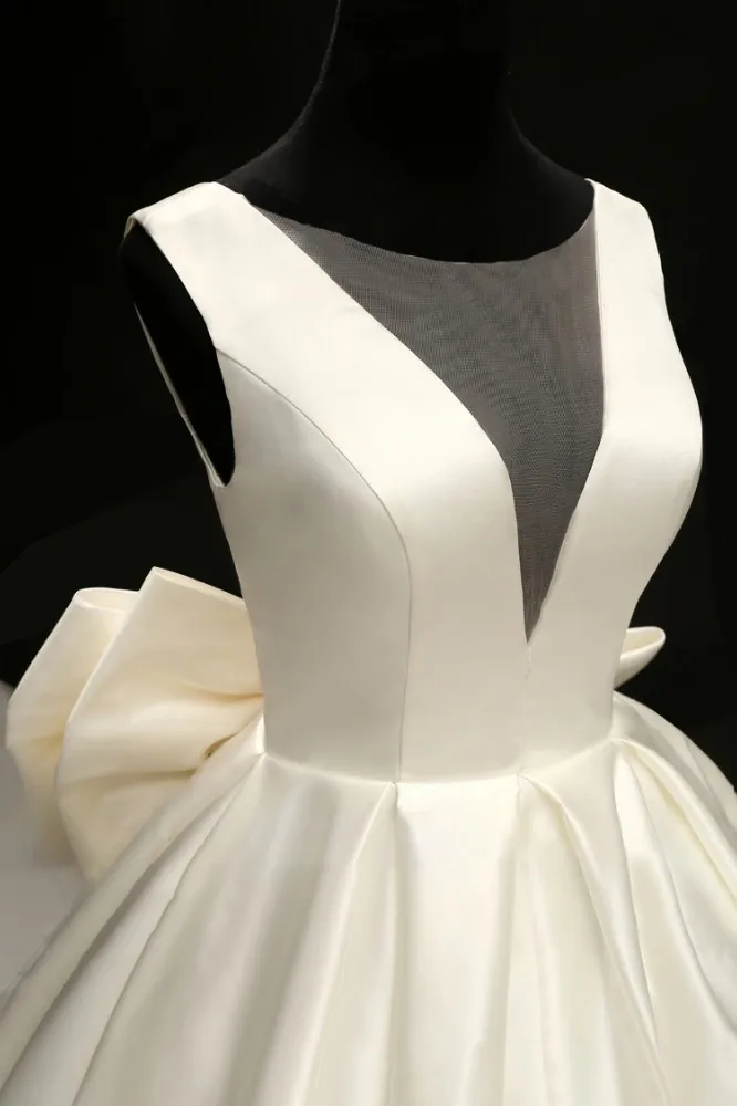 Винтажное сатиновое платье vivian's bridal 2018 бальное оверсайз с бантом сексуальное
