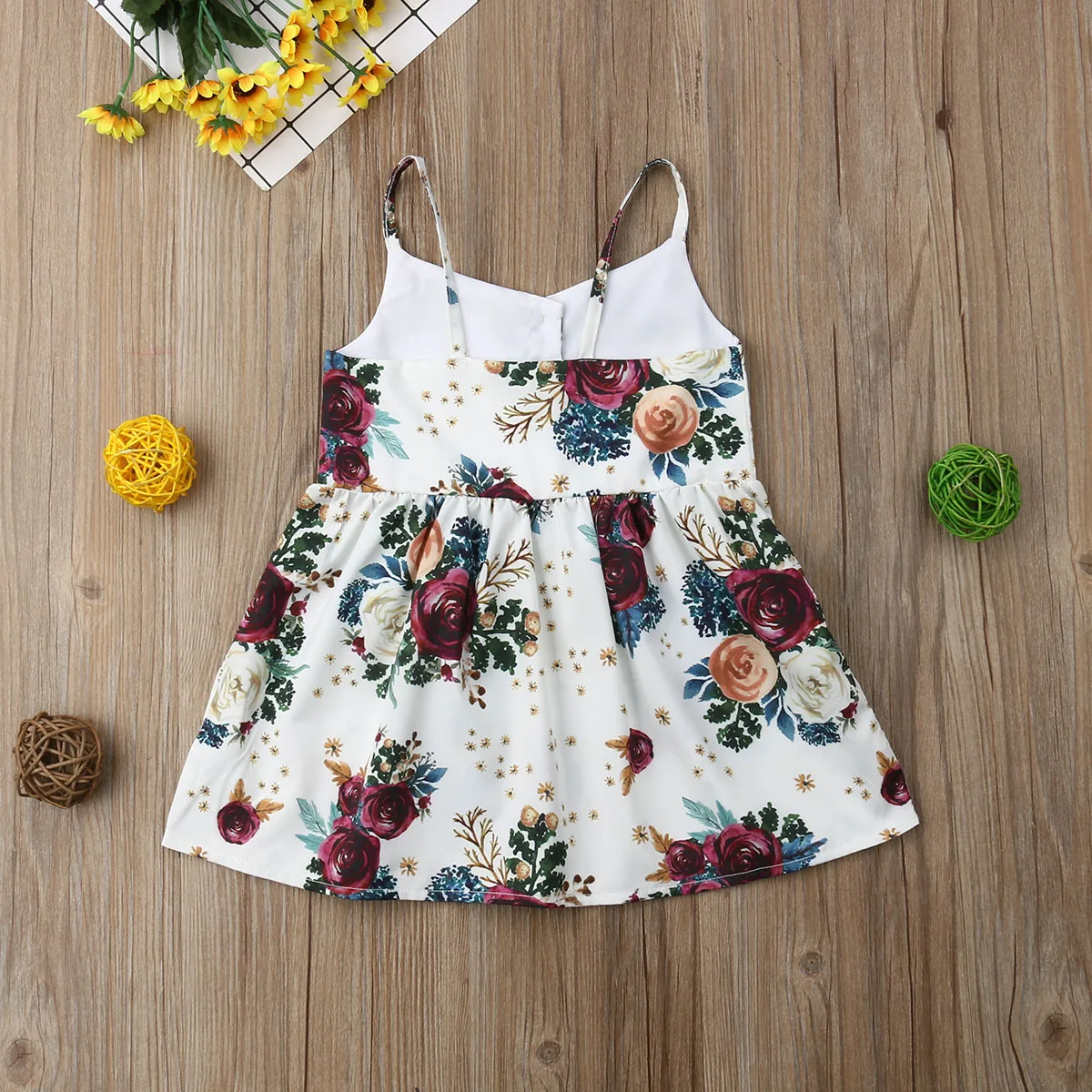 Модное платье принцессы без рукавов с цветочным рисунком для маленьких девочек