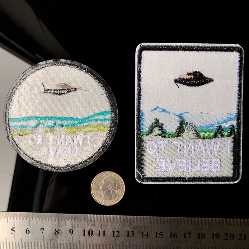 Высокое качество круглый квадратный UFO вышитые патчи железа на одежду DIY