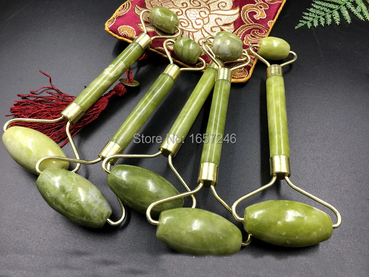 Double Head Green Jade Roller Elliptical Massager Eye Face Neck Facial Slimming Thin face Beauty Health Care Tools for Gift | Дом и сад