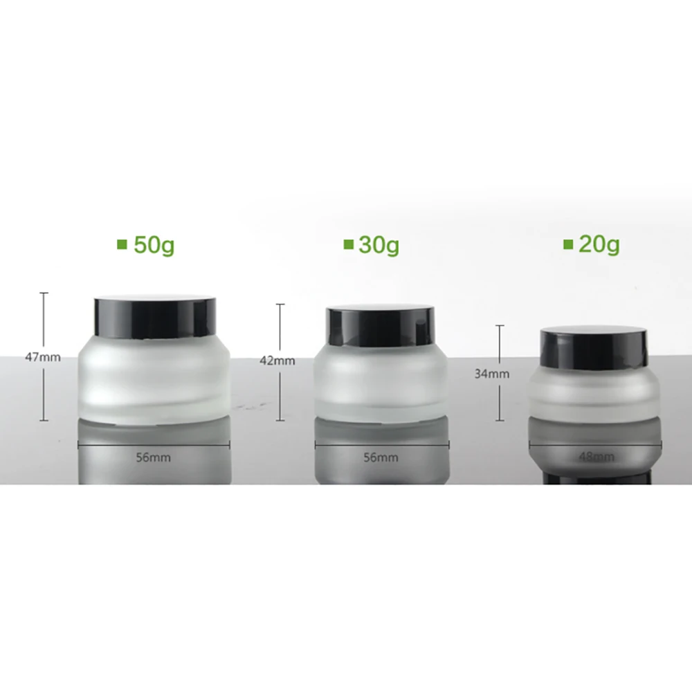 

Прозрачная Матовая баночка для крема, 50 г, стеклянная Косметическая Личная упаковка с черными пластиковыми крышками